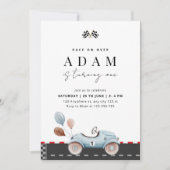 レースカー誕生日招待状、ファーストワン誕生日 招待状 (正面)