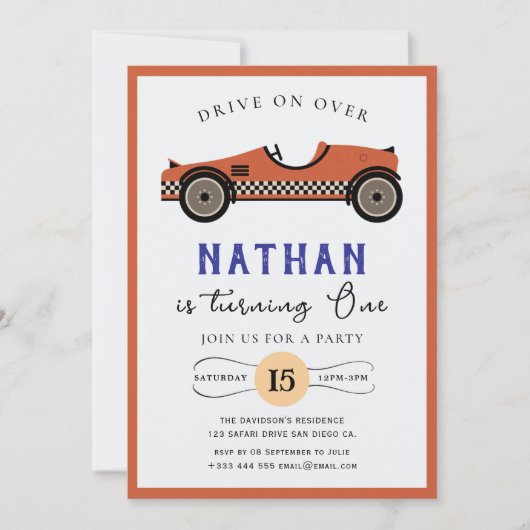 レースカー誕生日招待状 招待状 (正面)