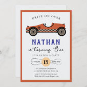 レースカー誕生日招待状 招待状 (正面/裏面)