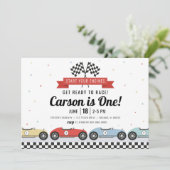 レースカー誕生日招待状 招待状 (スタンド正面)