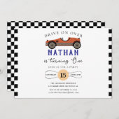 レースカー誕生日招待状 招待状 (正面/裏面)