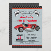 レースカー誕生日招待状 招待状 (正面/裏面)