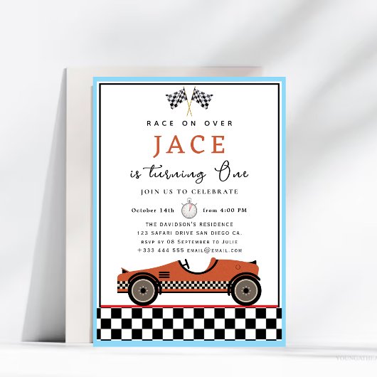 レースカー誕生日招待状 招待状