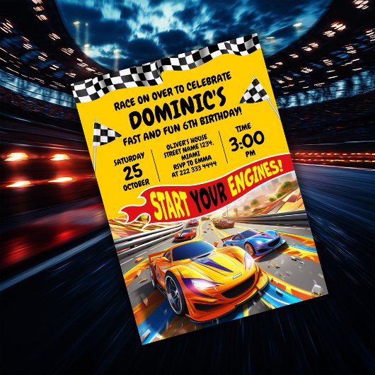 レースカー誕生日招待状 招待状