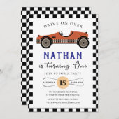 レースカー誕生日招待状 招待状 (正面/裏面)