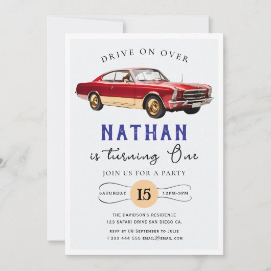 レースカー誕生日招待状 招待状 (正面)
