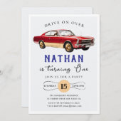 レースカー誕生日招待状 招待状 (正面/裏面)