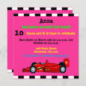 レースカー誕生日発表 招待状 (正面/裏面)