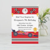 レースカー誕生日第7誕生日招待状 招待状 (スタンド正面)
