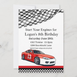 レースカー誕生日第8誕生日招待状 招待状