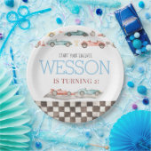 レースカー誕生日紙プレート ペーパープレート (パーティー)