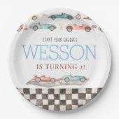 レースカー誕生日紙プレート ペーパープレート (正面)