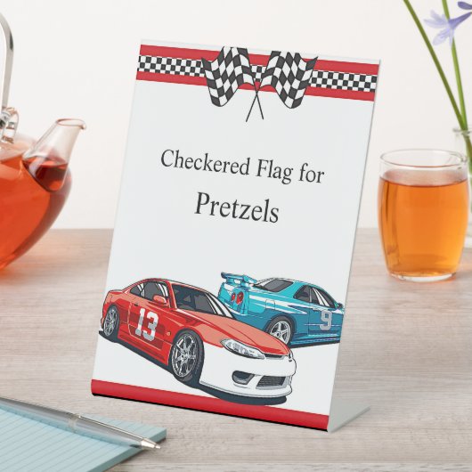 レースカー誕生日10誕生日スナックテーブル 台座サイン (インサイチュ)