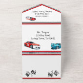 レースカー誕生日10誕生日招待状 オールインワン招待状 (外側)