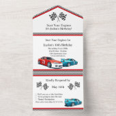 レースカー誕生日10誕生日招待状 オールインワン招待状 (内側)