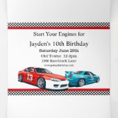 レースカー誕生日10誕生日招待状 三つ折り招待状 (内部中)