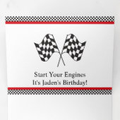 レースカー誕生日10誕生日招待状 三つ折り招待状 (内部最初)
