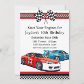 レースカー誕生日10誕生日招待状 招待状 (正面)