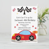 レースカー誕生日4th誕生日招待状 招待状 (スタンド正面)
