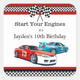 レースカー誕生日 スクエアシール