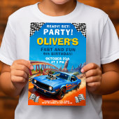 レースカー誕生日、ブルーマッスルカーパーティー 招待状