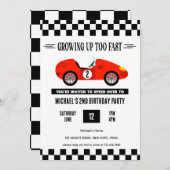 レースカー誕生日、レーシングカーヴィンテージ 招待状 (正面/裏面)