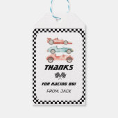 レースカー誕生日，ヴィンテージ車，ありがとう ギフトタグ (正面)