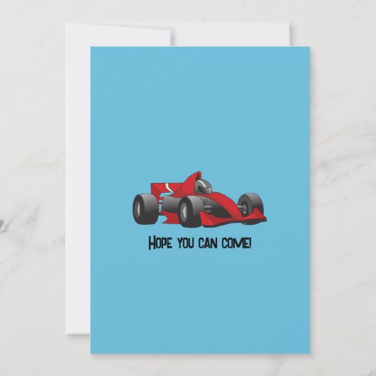 レースカー誕生日 招待状 (裏面)