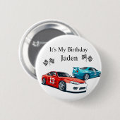 レースカー誕生日 缶バッジ (正面&裏面)