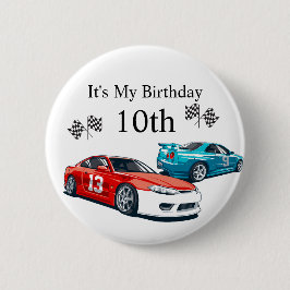 レースカー誕生日 缶バッジ