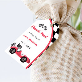 レースカー赤い誕生日パーティー ギフトタグ