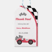 レースカー赤い誕生日パーティー ギフトタグ (正面)