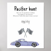 レースカー赤ちゃんシャワーおしゃぶり狩りゲーム ポスター (正面)