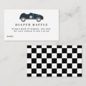 レースカー赤ちゃんシャワーおむつラッフルチケット エンクロージャーカード (正面/裏面)