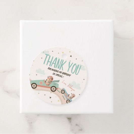 レースカー赤ちゃんシャワーサークルありがとうメッセージカード フェイバータグ (インサイチュ)