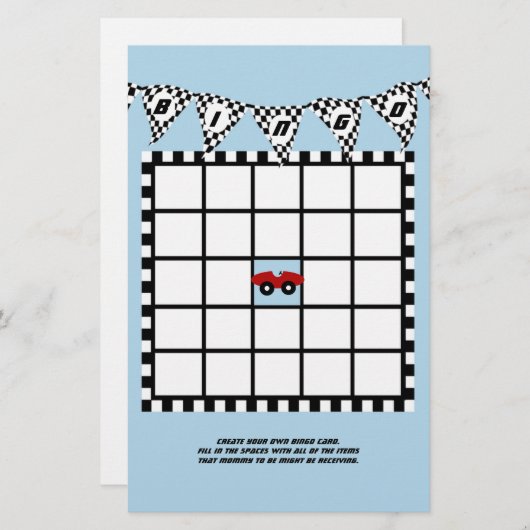 レースカー赤ちゃんシャワービンゴ (正面/裏面)