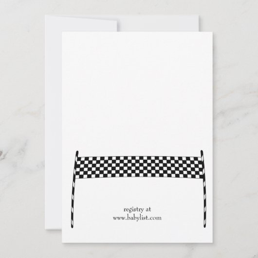 レースカー赤ちゃんシャワー 招待状 (裏面)