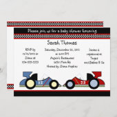 レースカー赤ちゃんシャワー/誕生日招待状 招待状 (正面/裏面)