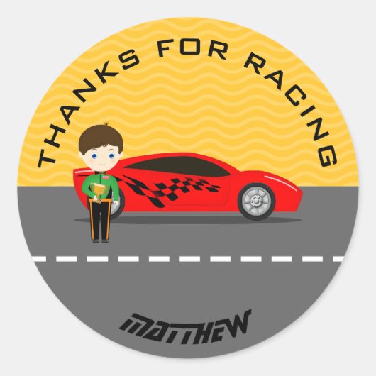 レースカー運転手 ラウンドシール (正面)