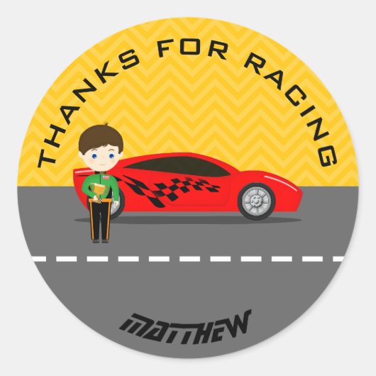 レースカー運転手 ラウンドシール (正面)