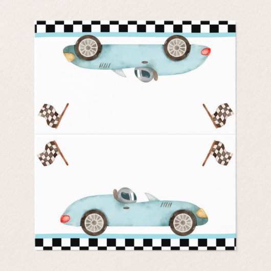 レースカー食品ラベル2速誕生日少年デコール 名刺 (外部フラット)