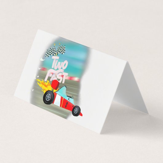 レースカー食品ラベル2速誕生日 名刺 (正面)