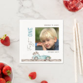 レースカー1st誕生日の写真 スタンダードカクテルナプキン (インサイチュ)