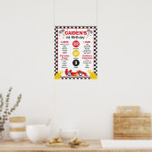 レースカー1st誕生日パーティーマイルストーン ポスター (キッチン)