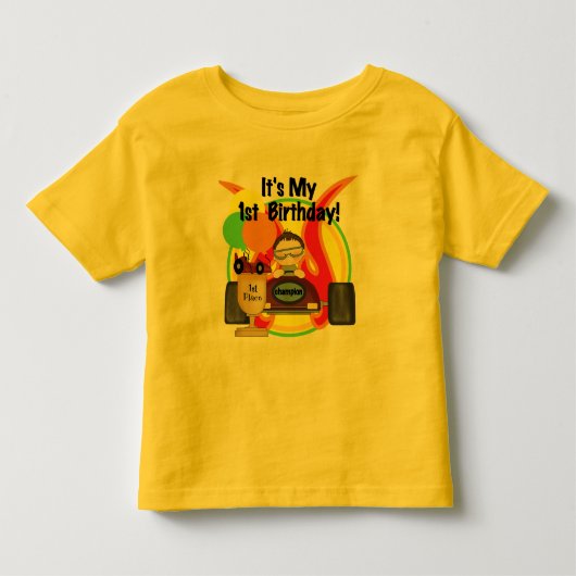 レースカー1st誕生日Tシャツとギフト トドラーTシャツ (正面)