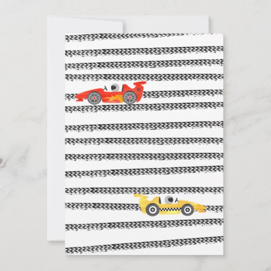  レースカー2ファースト2歳の誕生日パーティの招待状  招待状 (裏面)