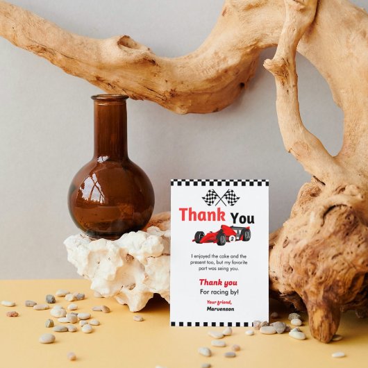 レースカー2速い誕生日パーティーサンキューカード 招待状