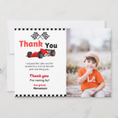 レースカー2速い誕生日パーティーサンキューカード 招待状 (正面)