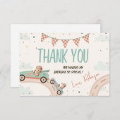 レースカー2速ベビーシャワーサンキューカード 招待状 (正面/裏面)
