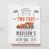 レースカー2nd誕生日パーティー編集可能招待状 招待状 (正面)